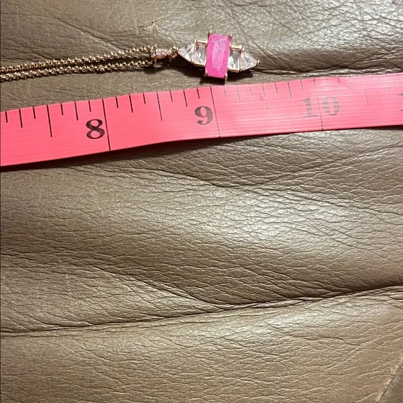 Elegant Pink and Diamond Cubic Zirconia Necklace on Rose Gold - Picture 3 of 4